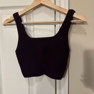 Aritzia Dark Purple Ribbed Tank Top
